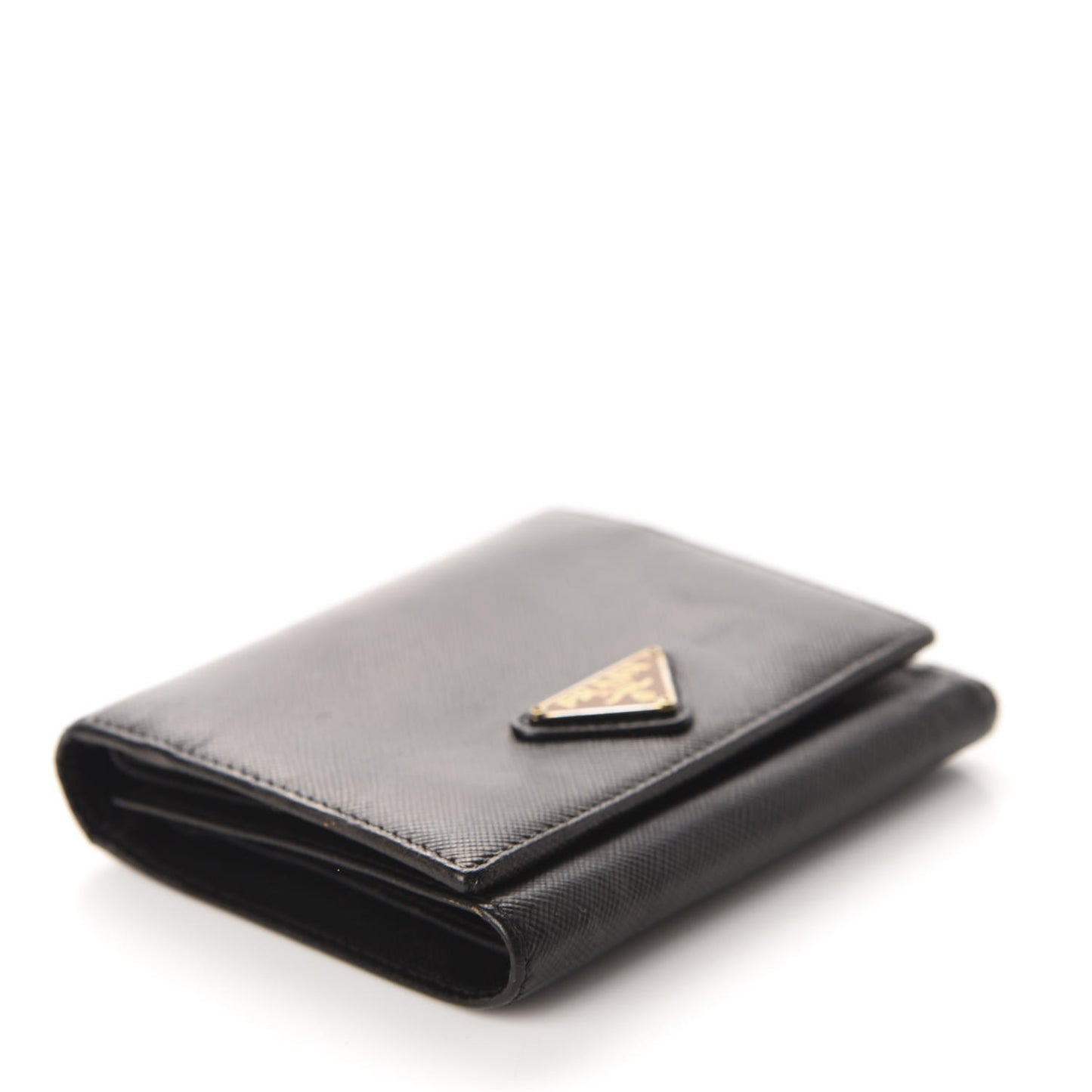 Saffiano Metal Tri-Fold Wallet Black