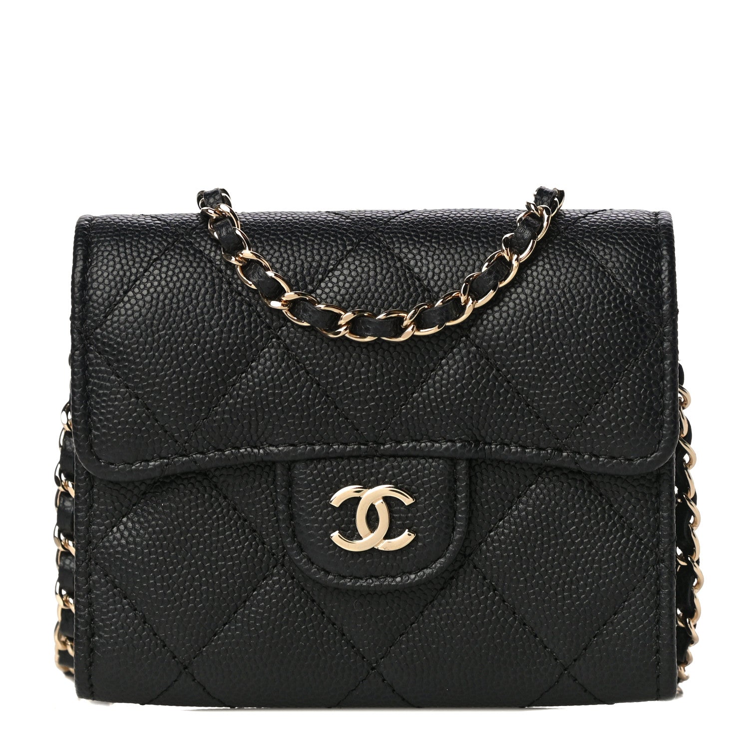 Chanel Caviar Quilted Flap Card Holder On Chain Black 1 of 11