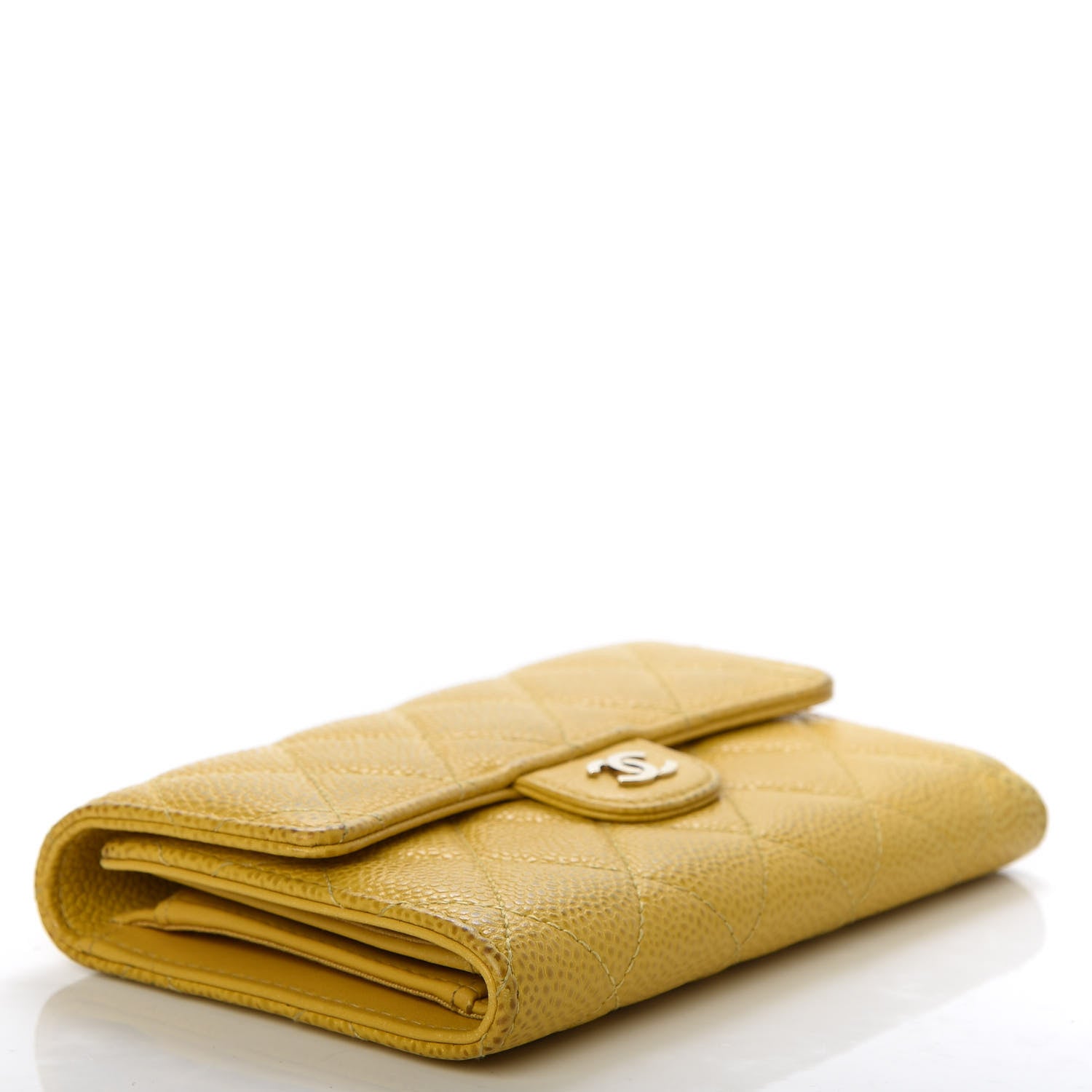 Chanel Caviar Quilted Medium Flap Wallet Yellow 4 of 7