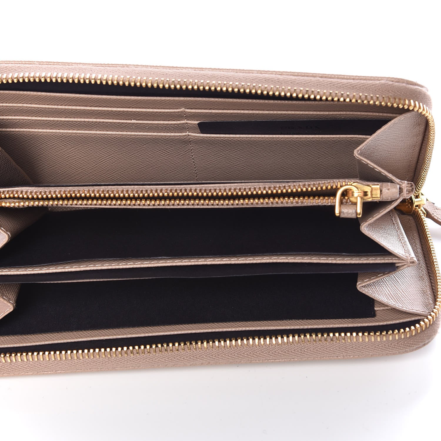 Prada Saffiano Triangle Zip Around Wallet Cammeo 5 of 10