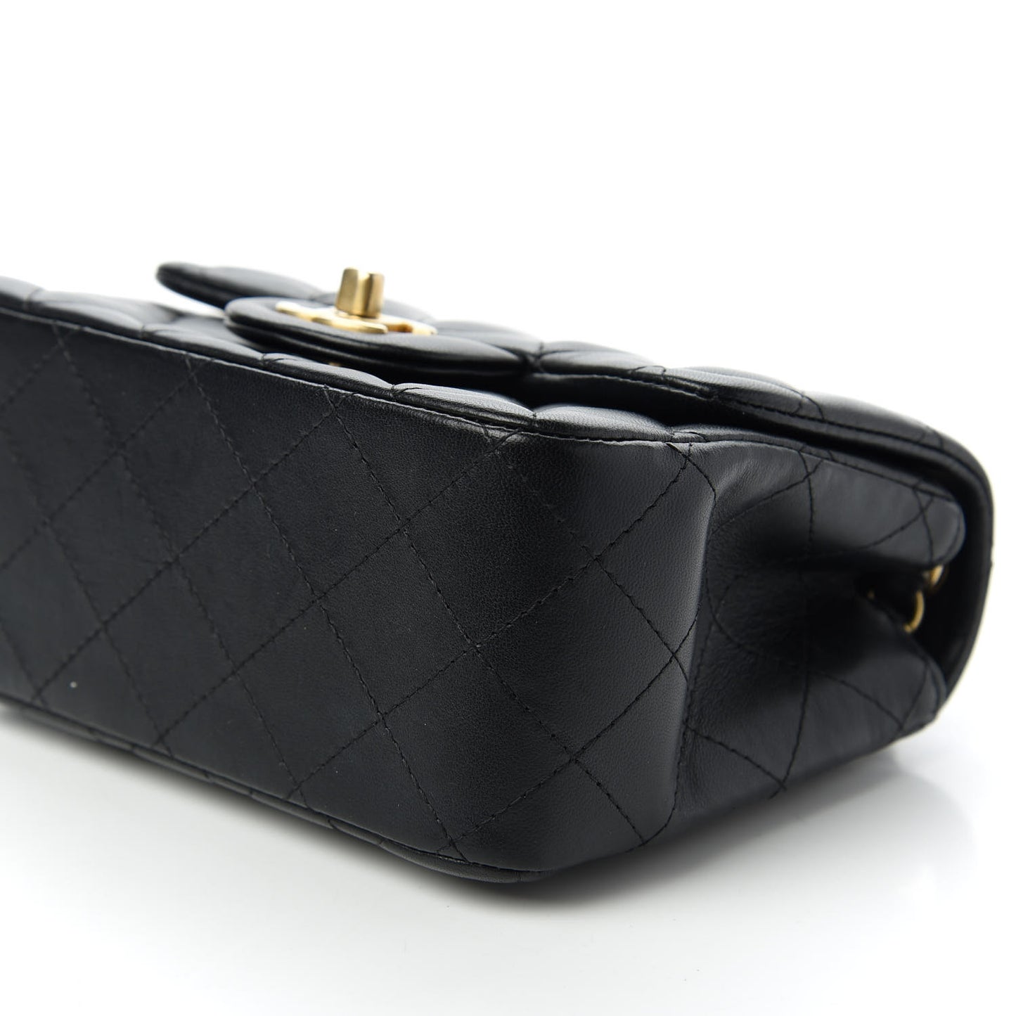 Lambskin Quilted Mini Square Flap Black