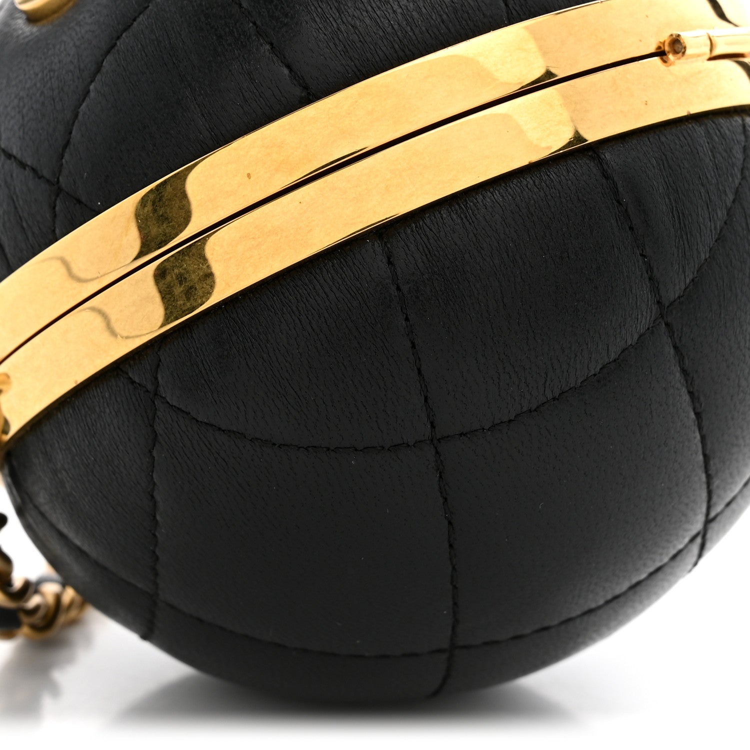 Chanel Lambskin Quilted Sphere Minaudiere Chain Clutch Black 9 of 11