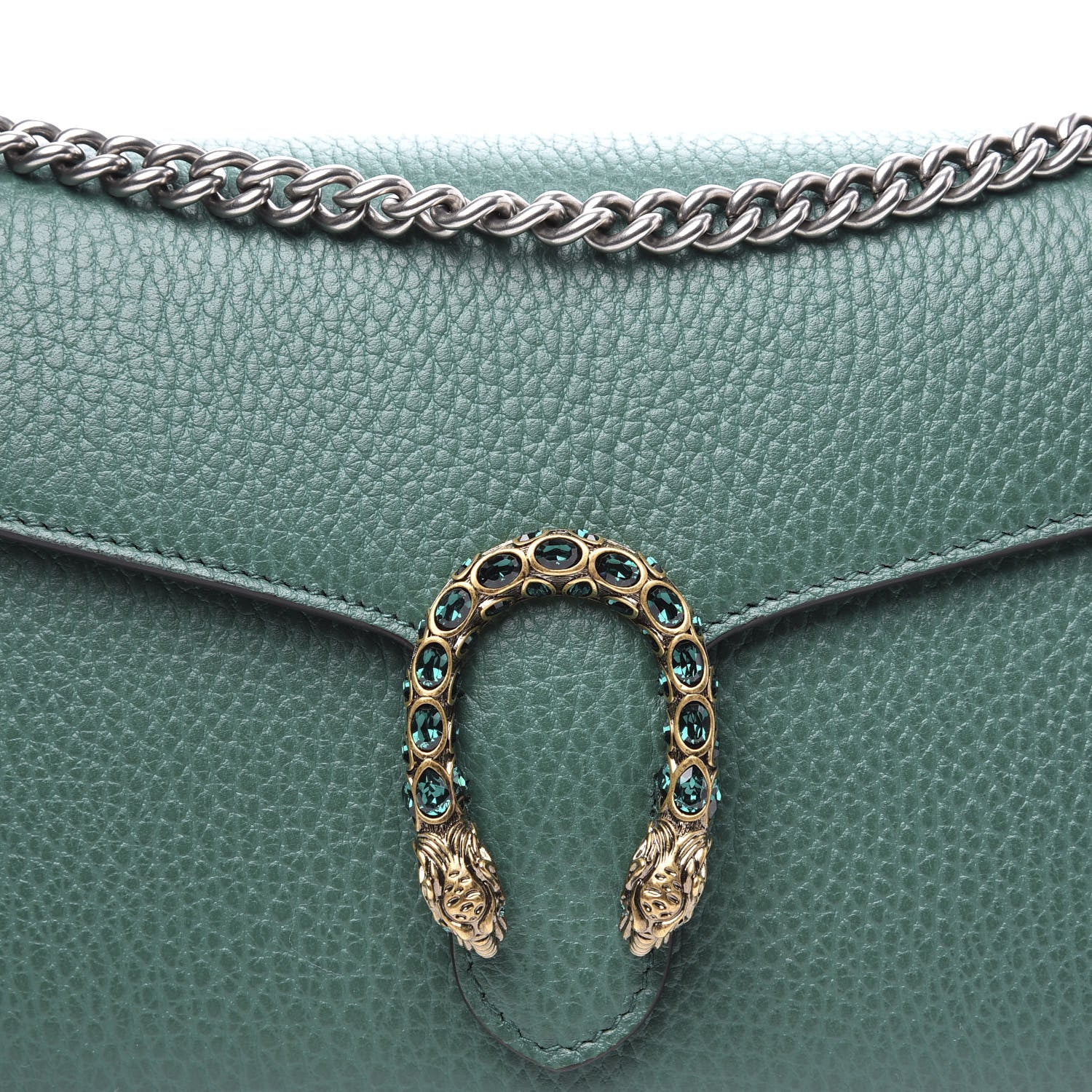 Gucci Calfskin Mini Dionysus Chain Wallet Emerald 10 of 11