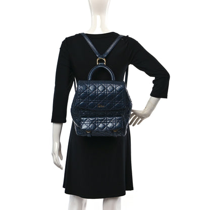 Christian Dior Ceramic Effect Deerskin Cannage Large Stardust Backpack Navy Blue 2 of 10