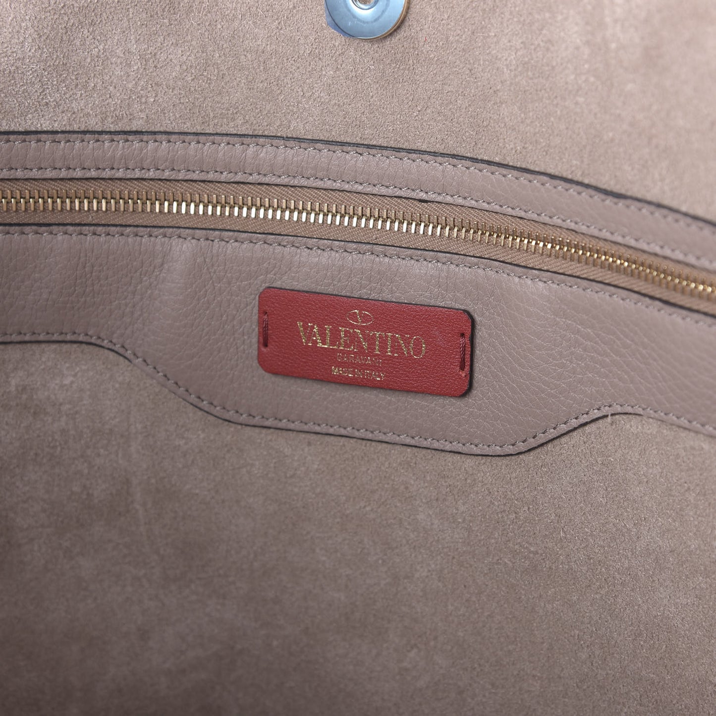 Grained Calfskin Rockstud Shoulder Tote Poudre