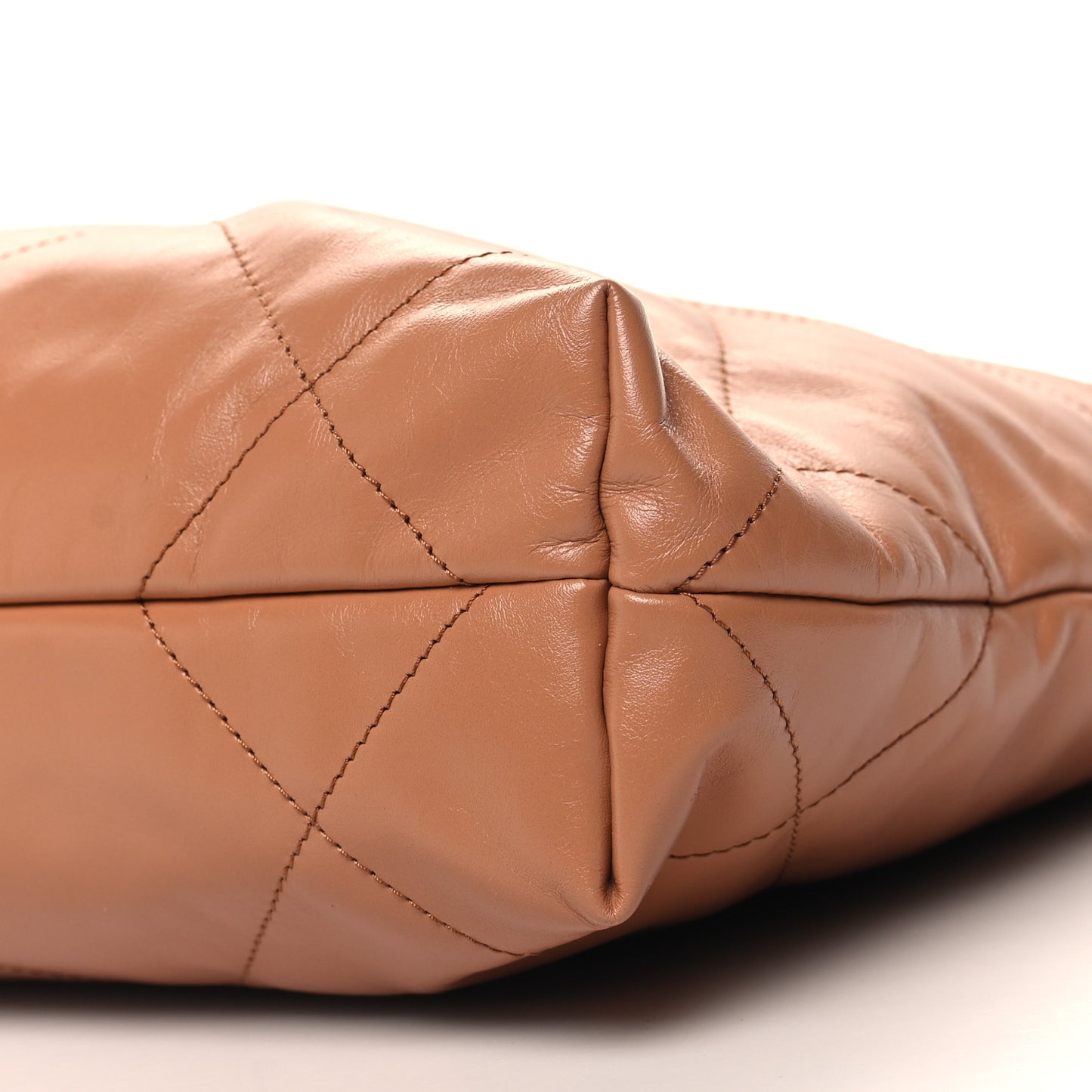 Shiny Calfskin Quilted Small Chanel 22 Camel