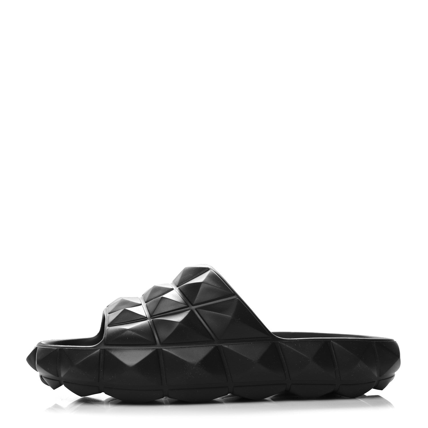 Valentino Garavani Rubber Roman Stud Turtle Slide Sandals 36 Black 1 of 8