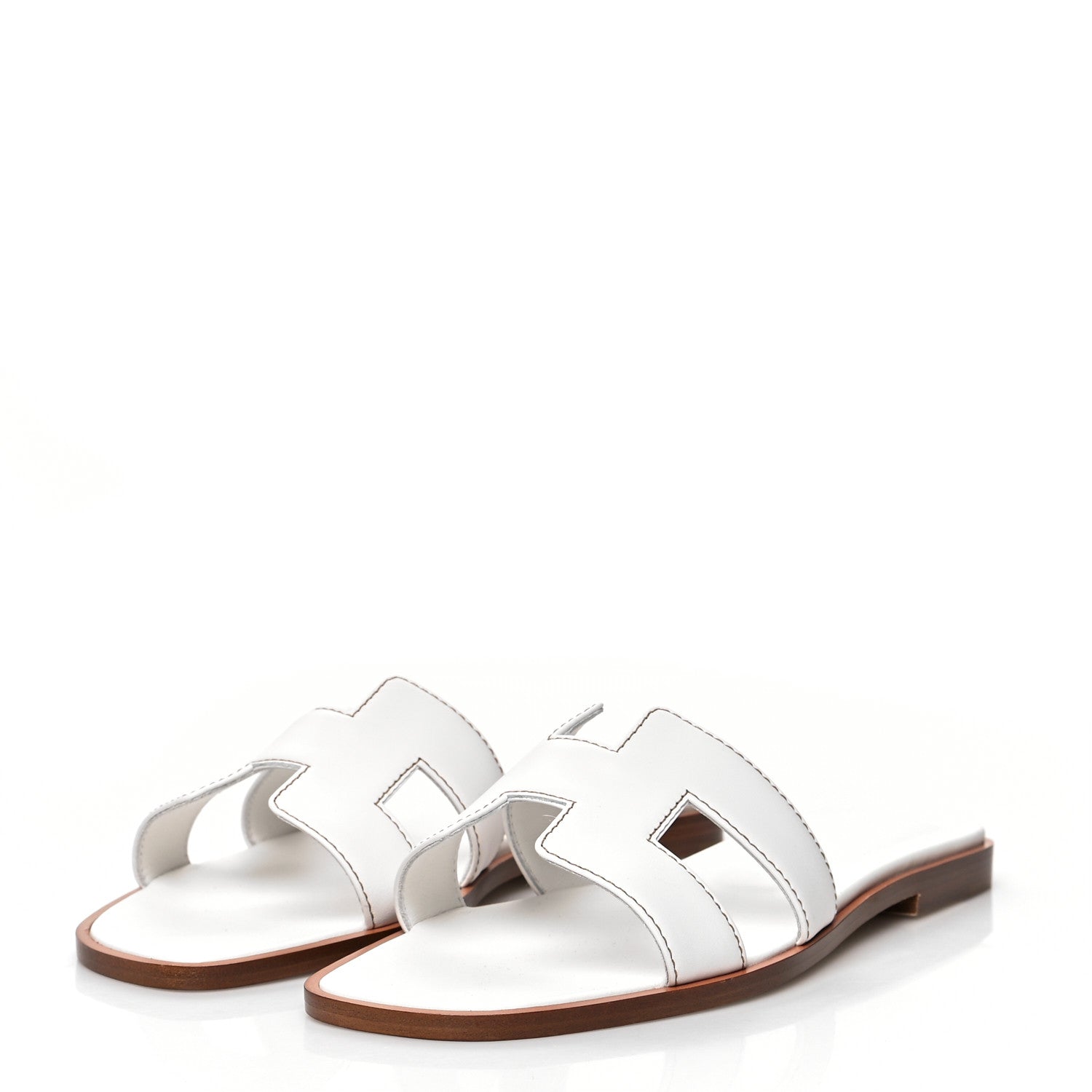 Hermes Box Calfskin Oran Sandals 36 White 3 of 8