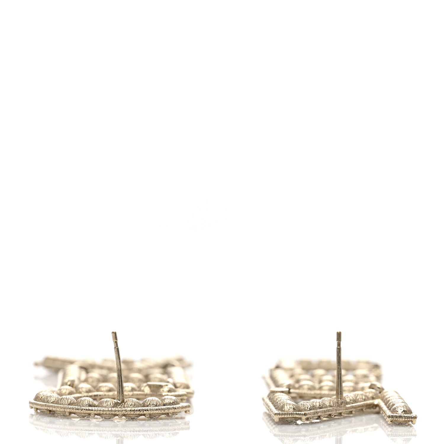 Chanel Crystal Cha-Nel Logo Drop Earrings Gold 3 of 4