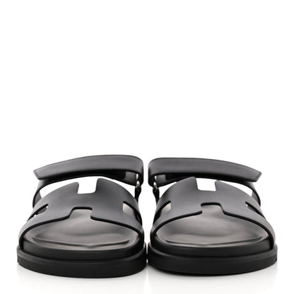 Hermes Calfskin Womens Chypre Sandals 40 Black 2 of 9