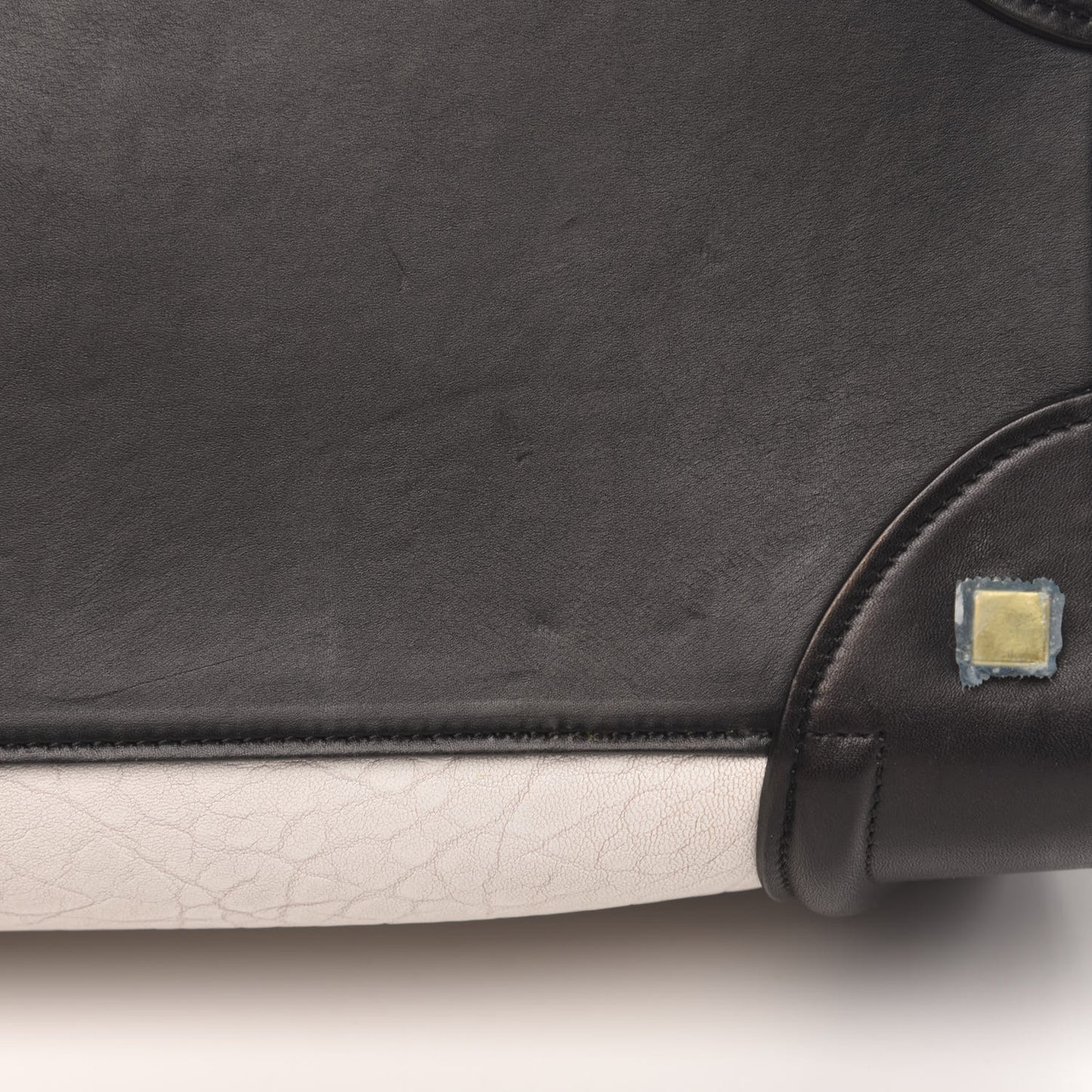 Elephant Calfskin Mini Bi-Color Luggage Black White