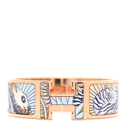 Hermes Enamel Printed Animaux Camoufles Wide Clic Clac H Bracelet PM Lilas 1 of 6