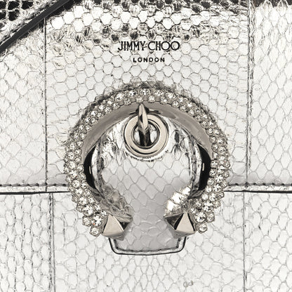 Jimmy Choo Metallic Calfskin Snakeskin Embossed Madeline Crossbody Bag Silver 7 of 13