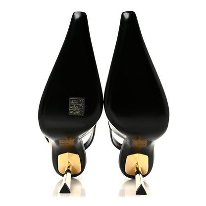 Saint Laurent Glazed Calfskin Lee Slingback Pumps 38.5 Black 6 of 10