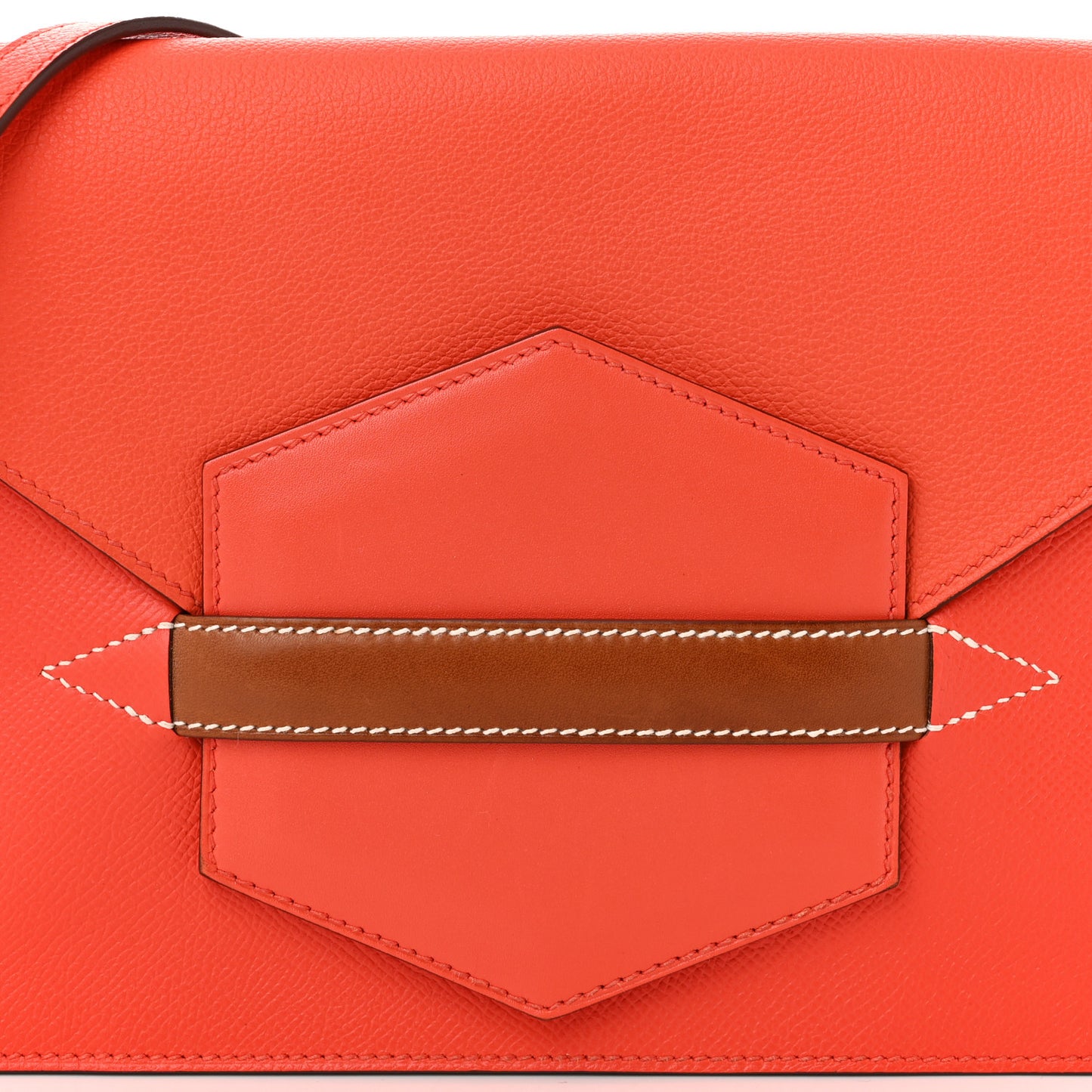 Epsom Evercolor Tadelakt Barenia Faco II Clutch Orange Poppy Fauve