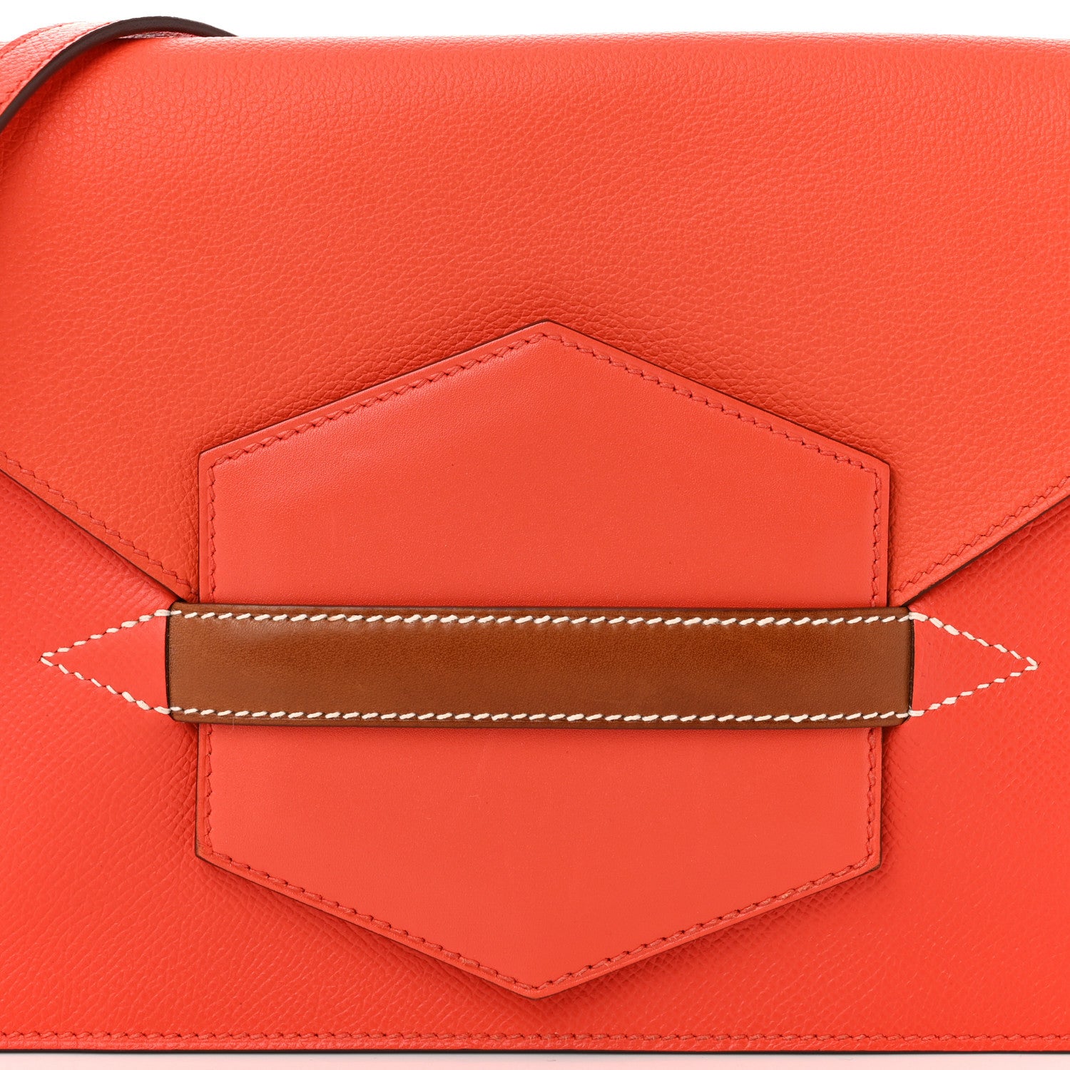 Hermes Epsom Evercolor Tadelakt Barenia Faco II Clutch Orange Poppy Fauve 8 of 11