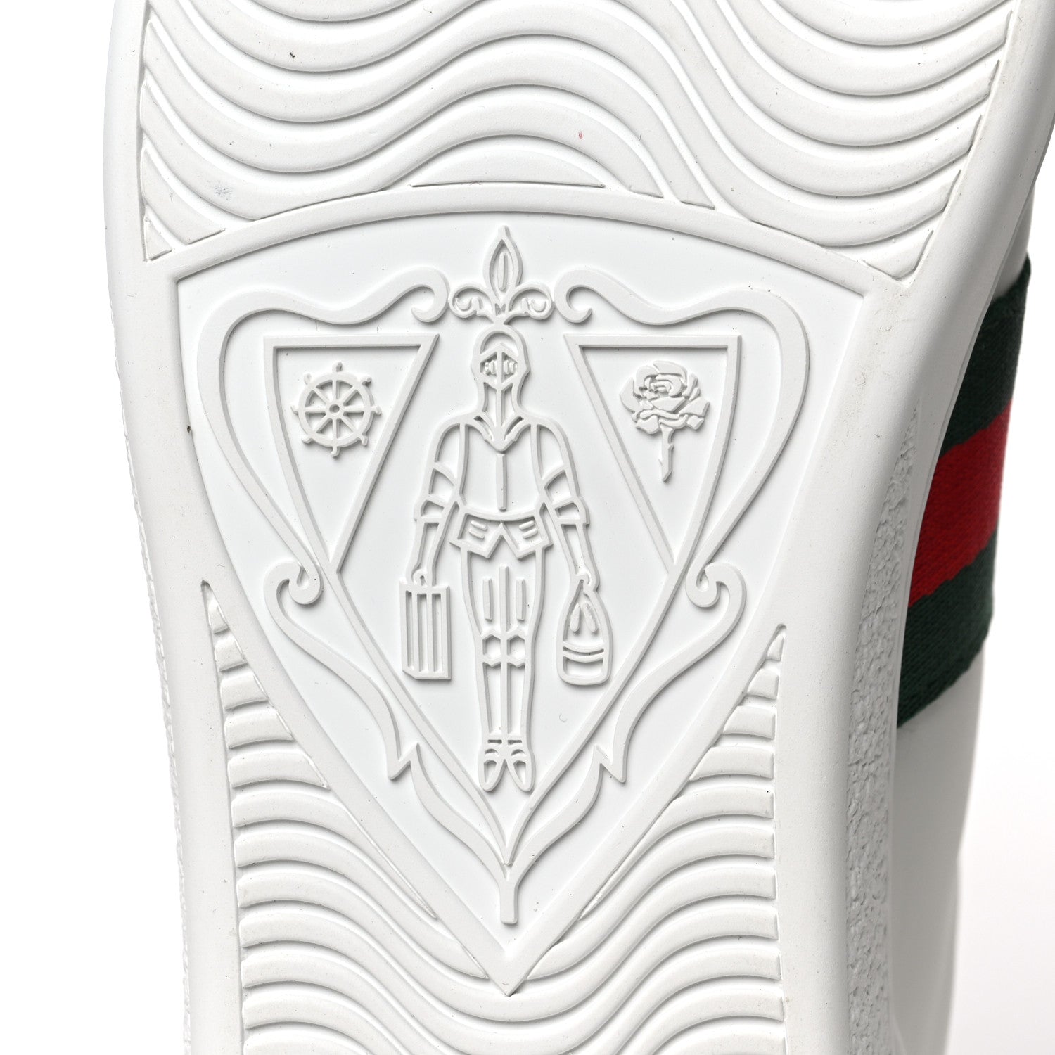 Gucci Calfskin Web Floral Embroidered Womens Ace Sneakers 36.5 White 8 of 10