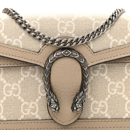 Gucci GG Supreme Monogram Textured Dollar Calfskin Super Mini Dionysus Shoulder Bag Beige Mystic White Oatmeal 9 of 12