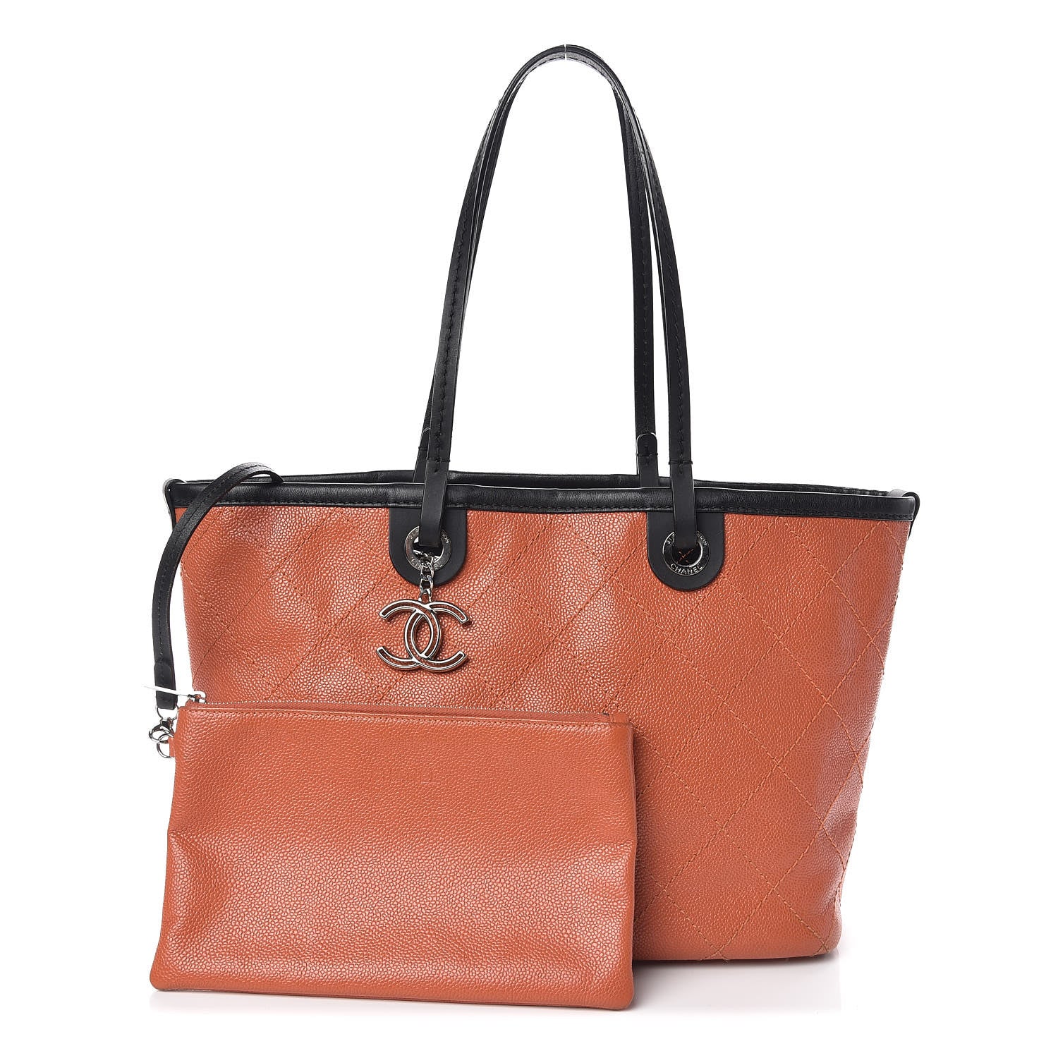 Chanel Grained Calfskin Shopping Fever Tote Orange 1 of 11