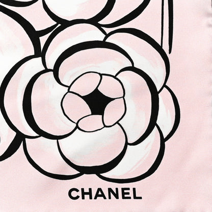 Chanel Silk CC Logo Camellia Scarf Pink Black 2 of 4