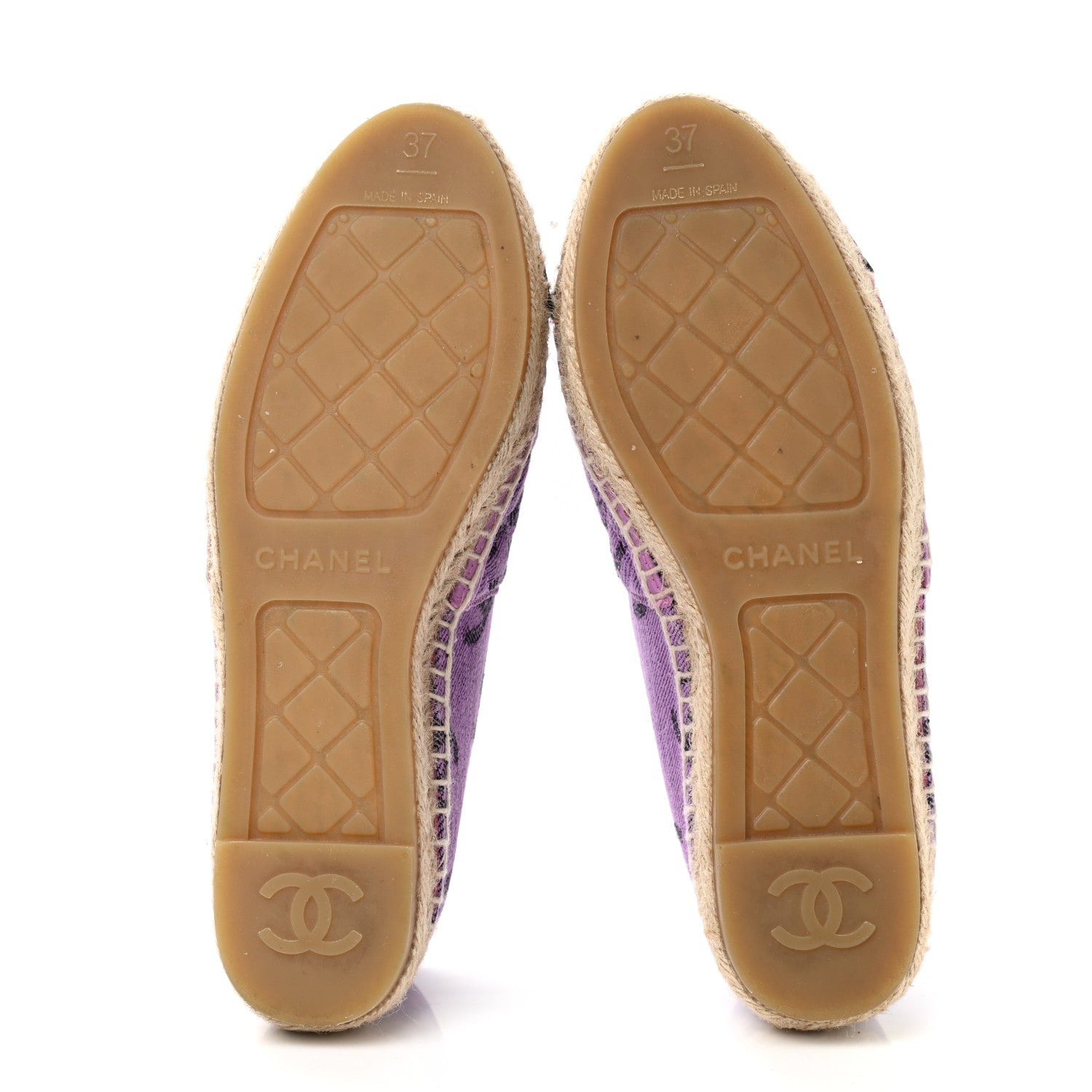 Chanel Cotton Jacquard Grosgrain CC Print Espadrilles 37 Purple Black 7 of 10