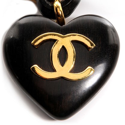 Chanel CC Wooden Heart Chain Link Necklace 4 of 6
