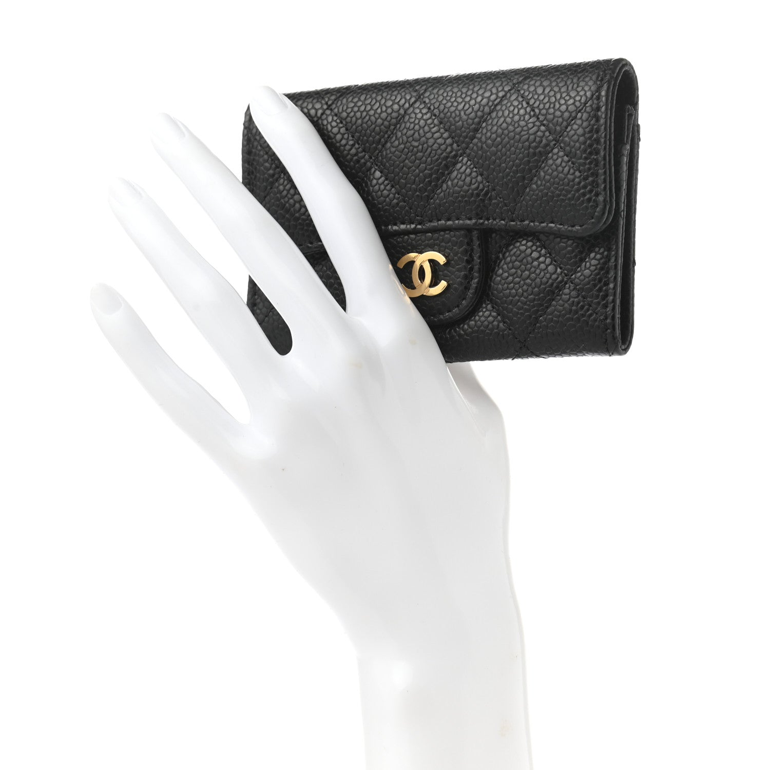 Chanel Caviar Quilted Flap Card Holder Wallet Black 2 of 9