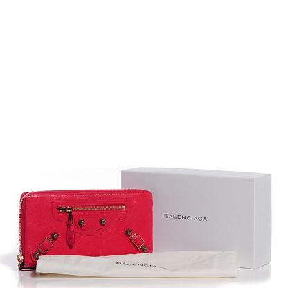 Balenciaga Agneau Giant 12 Rose Gold Hardware Continental Zip Around Wallet Rose Thulian 11 of 11
