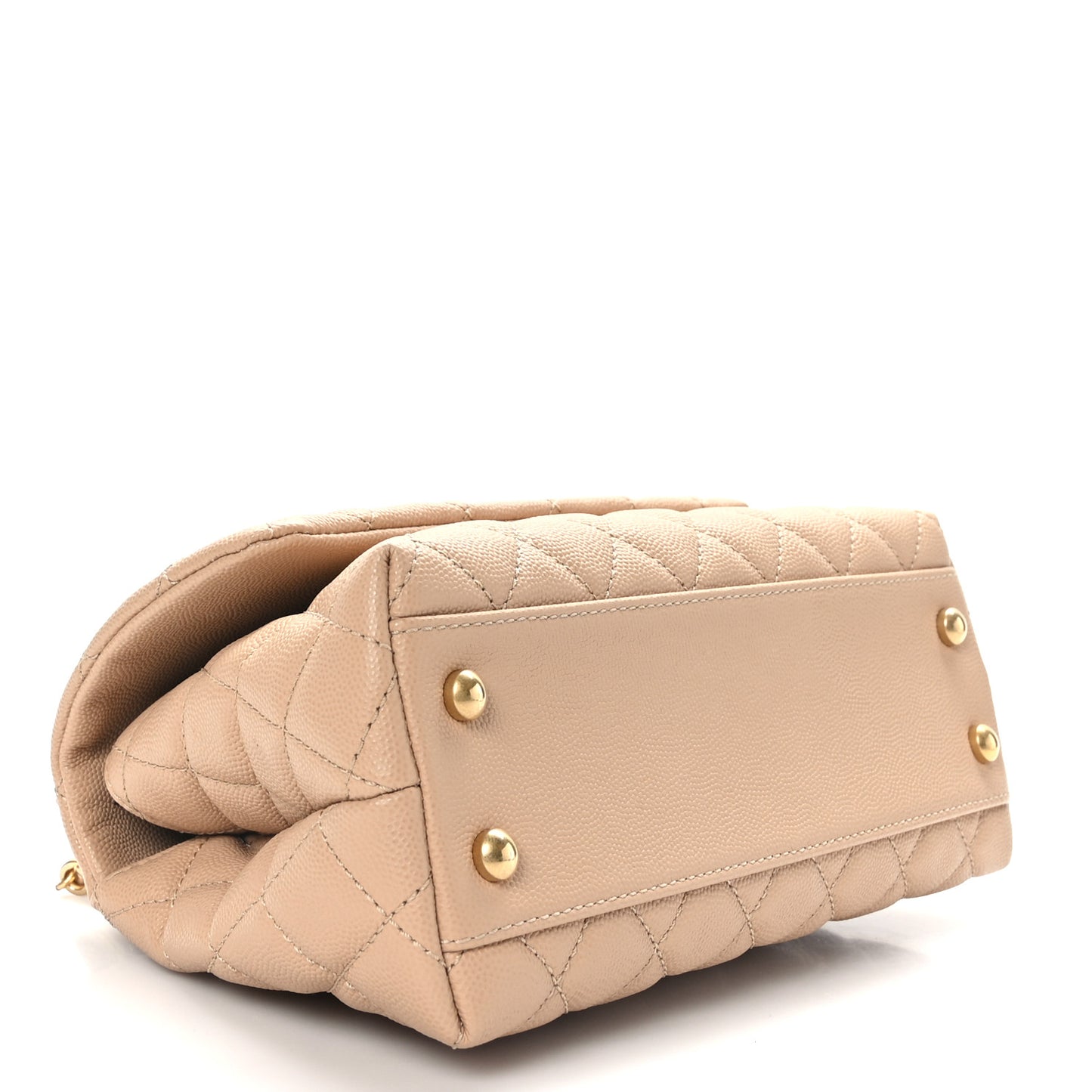 Caviar Lizard Embossed Quilted Mini Coco Handle Flap Beige