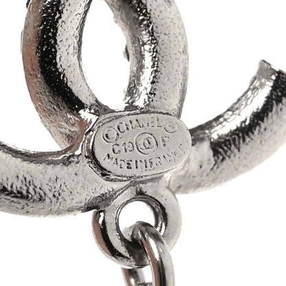 Chanel Crystal Drop Long CC Earrings Silver 4 of 5