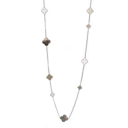 Van Cleef & Arpels 18K White Gold Mother of Pearl Chalcedony 16 Motifs Magic Alhambra Necklace 1 of 5