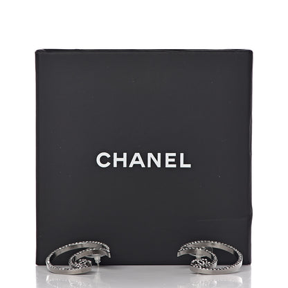 Chanel Strass Crystal CC Moon Earrings Silver 5 of 5