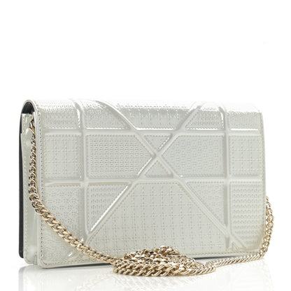 Christian Dior Patent Micro-Cannage Diorama Wallet on Chain Pouch White 3 of 13
