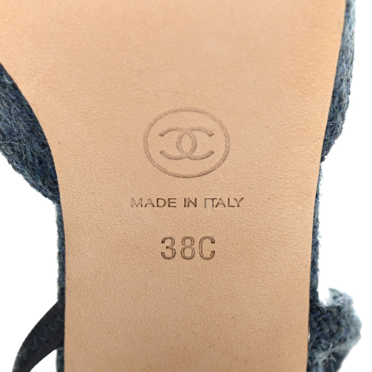 Chanel Tweed Grosgrain Cap Toe CC Slingback Pumps 38 Blue Black 7 of 8