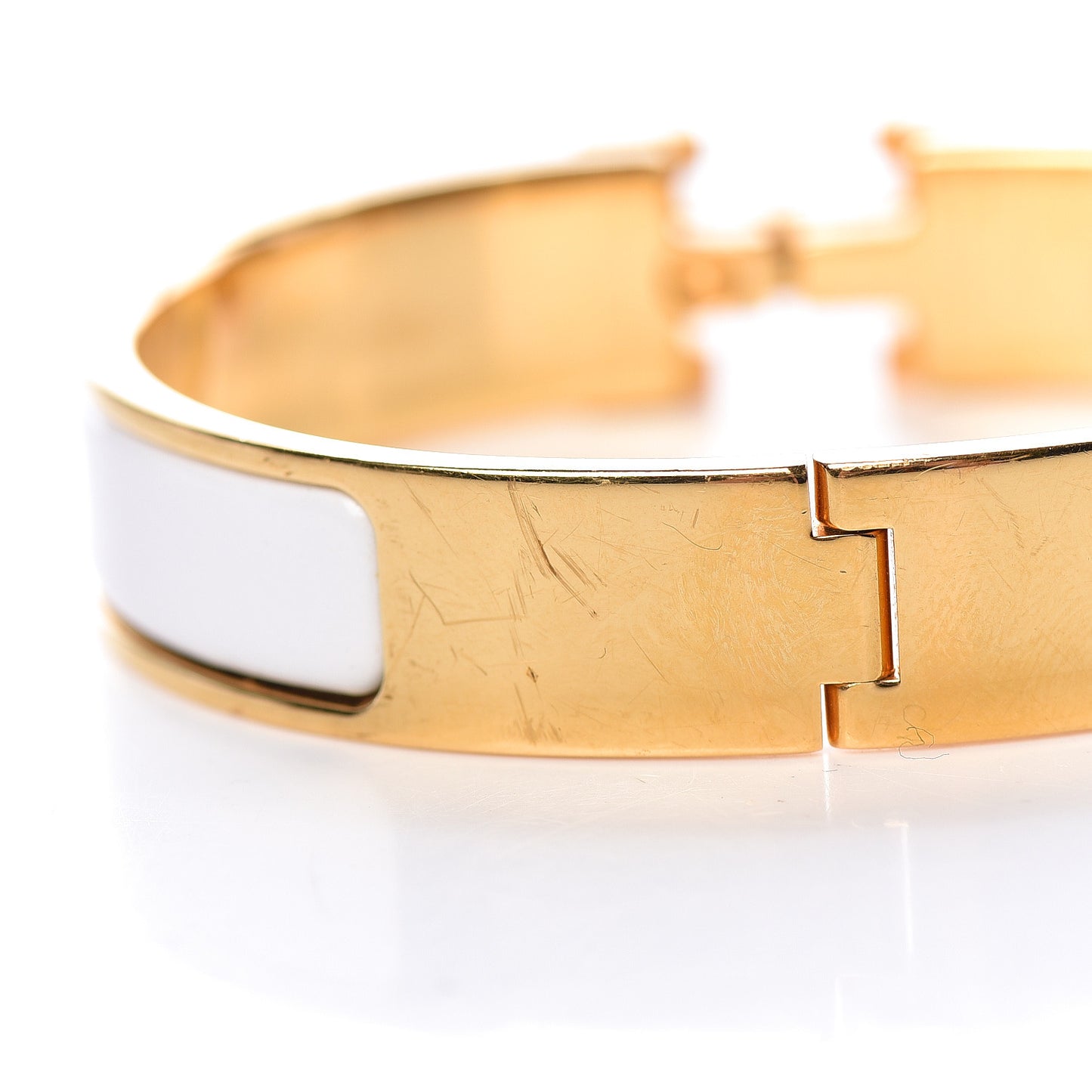 Enamel Narrow Clic Clac H Bracelet PM White