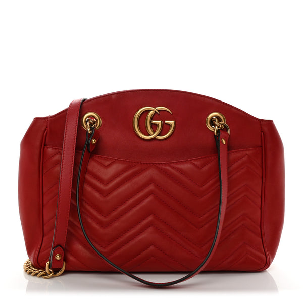 Gucci Calfskin Matelasse Medium GG Marmont Open Top Shoulder Bag