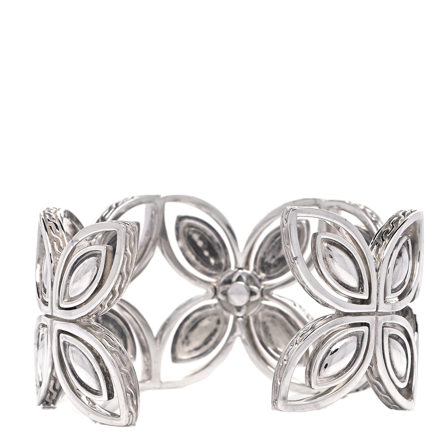 Sterling Silver Kawung Flower Cuff Bracelet