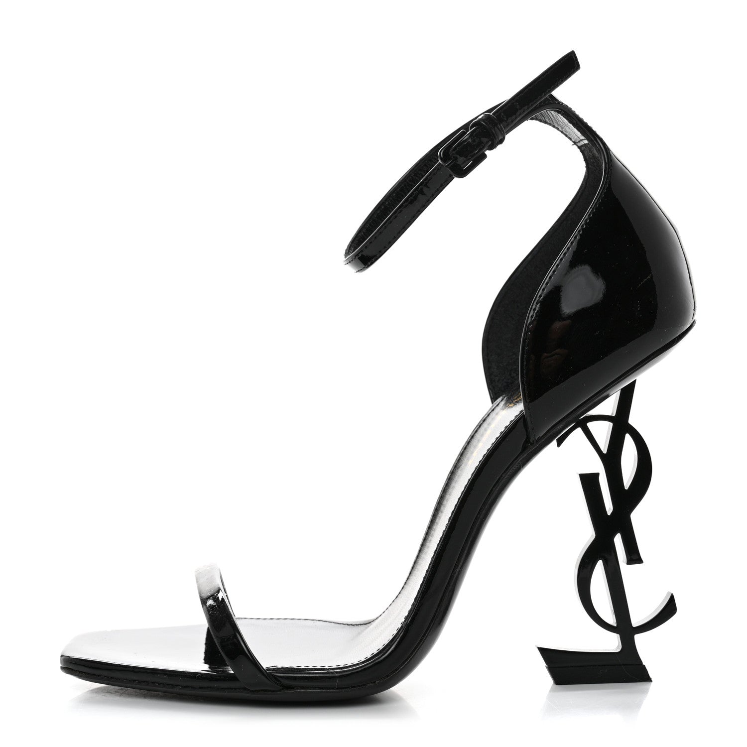 Saint Laurent Patent Calfskin Opyum Sandals 36.5 Black 1 of 9