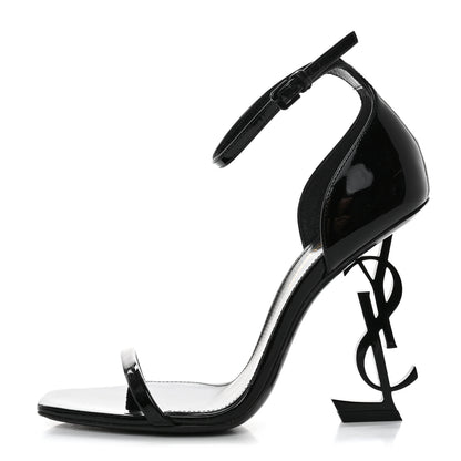 Saint Laurent Patent Calfskin Opyum Sandals 36.5 Black 1 of 9
