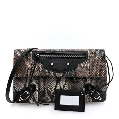 Balenciaga Snakeskin Classic Silver Hardware Envelope Strap Clutch 3 of 11