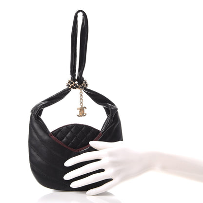 Chanel Calfskin Quilted Small Chain Evening Bag Black 2 of 7