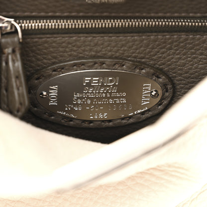Fendi Cuoio Romano Selleria Vitello Dolce Lace Up Mini Peekaboo Iconic Satchel Camelia Milk Grigio Polvere 7 of 10