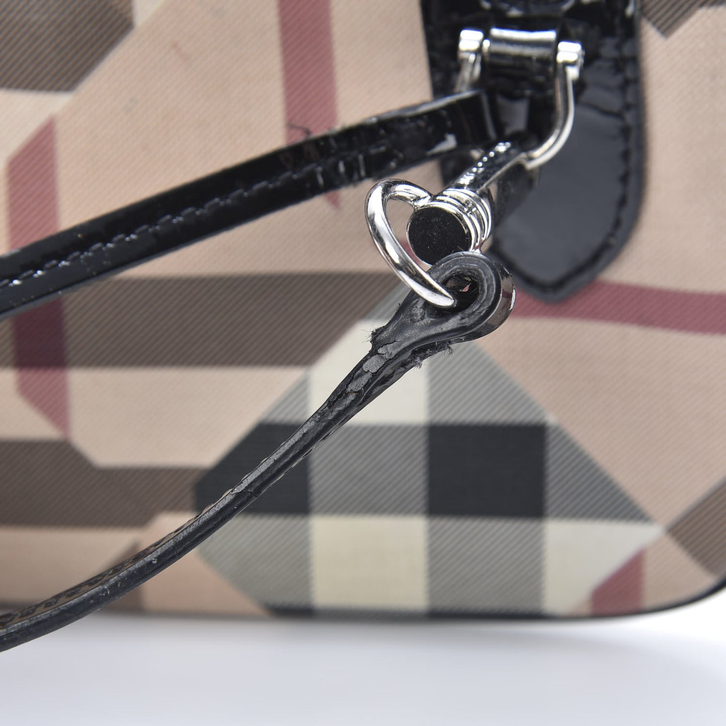 Patent Trim Nova Check Wristlet Pouch Black