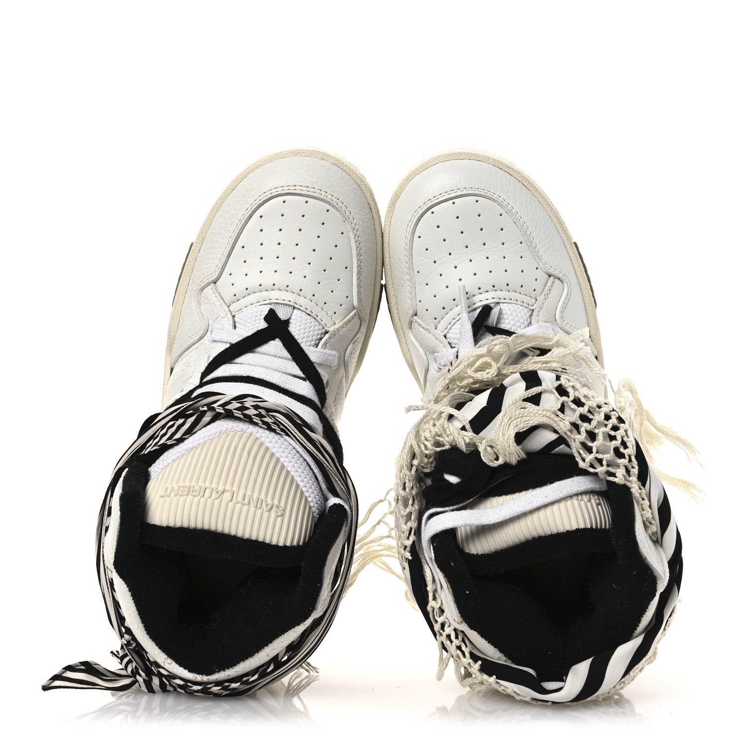 Saint Laurent Calfskin Smith High Top Sneakers 36 White Black 2 of 12