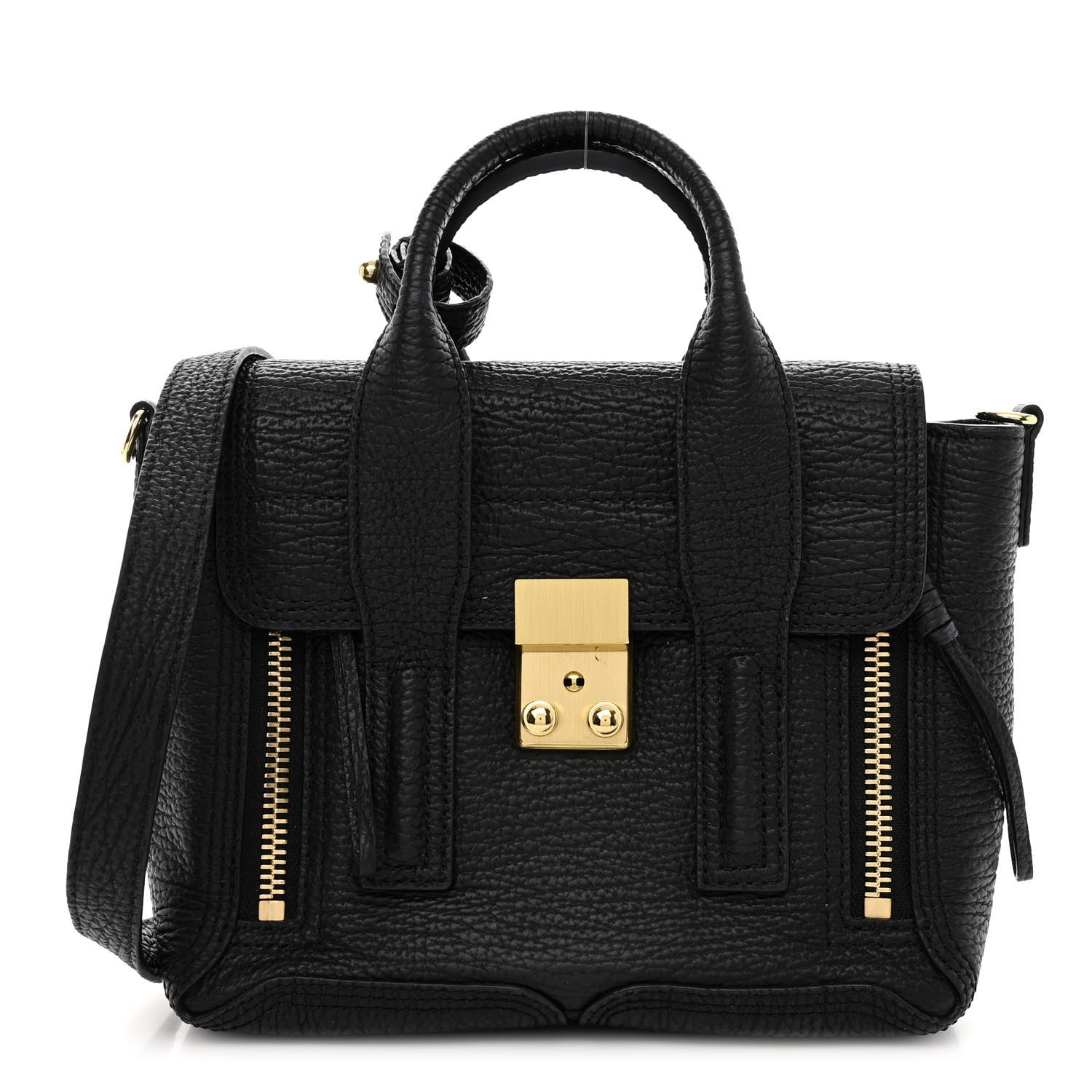 3.1 Phillip Lim Textured Calfskin Mini Pashli Satchel Black 1 of 9