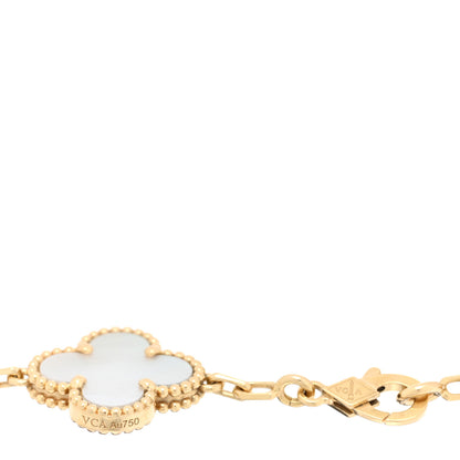Van Cleef & Arpels 18K Yellow Gold Mother of Pearl 5 Motifs Vintage Alhambra Bracelet 3 of 4