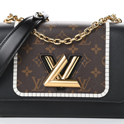 Louis Vuitton Calfskin Monogram Braided Twist Shoulder Bag MM Black 7 of 9