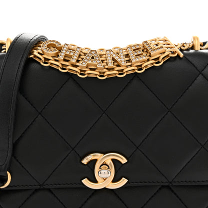 Chanel Lambskin Quilted Mini CC Crystal Logo Chain Flap Black 8 of 12