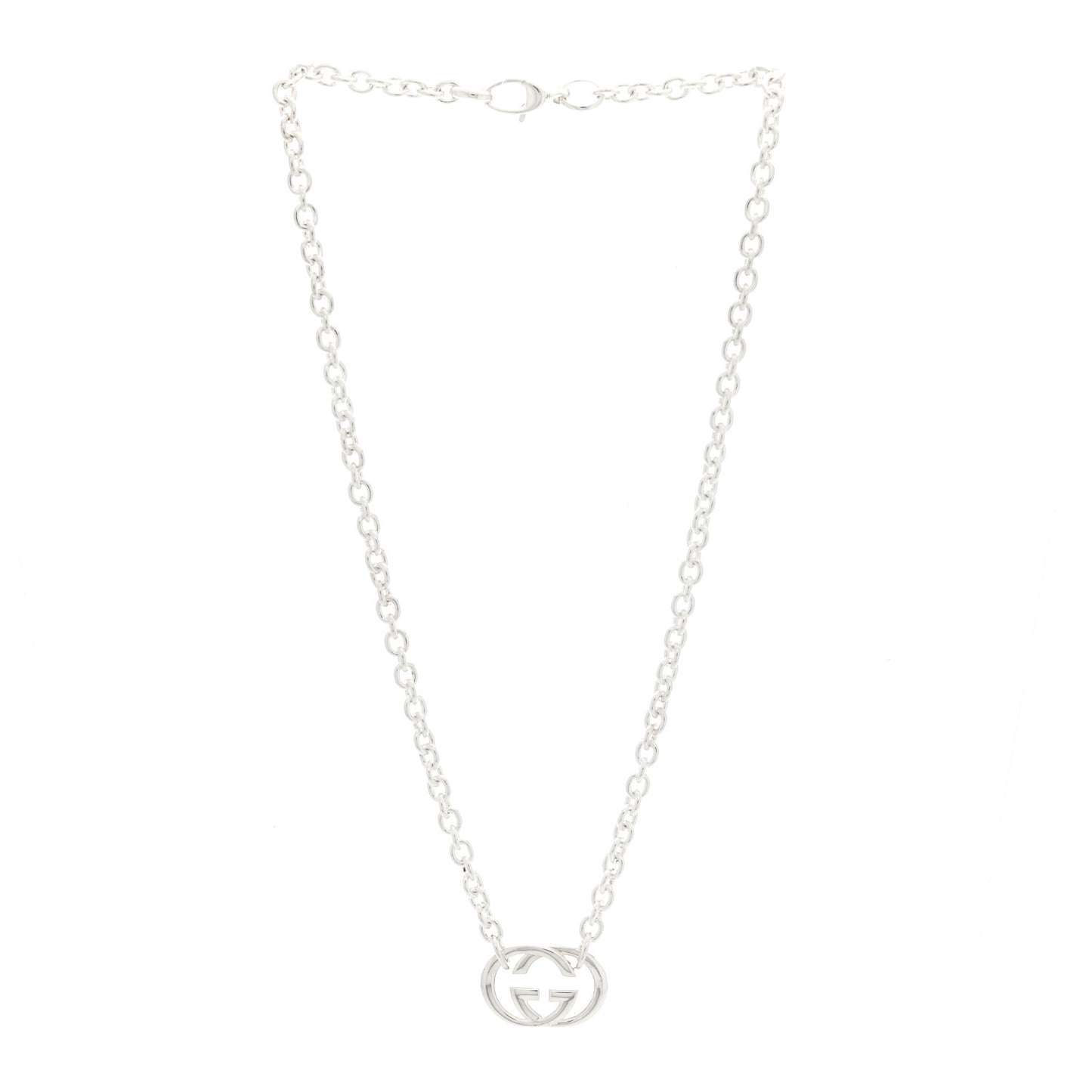 Sterling Silver Britt Interlocking GG Pendant Necklace