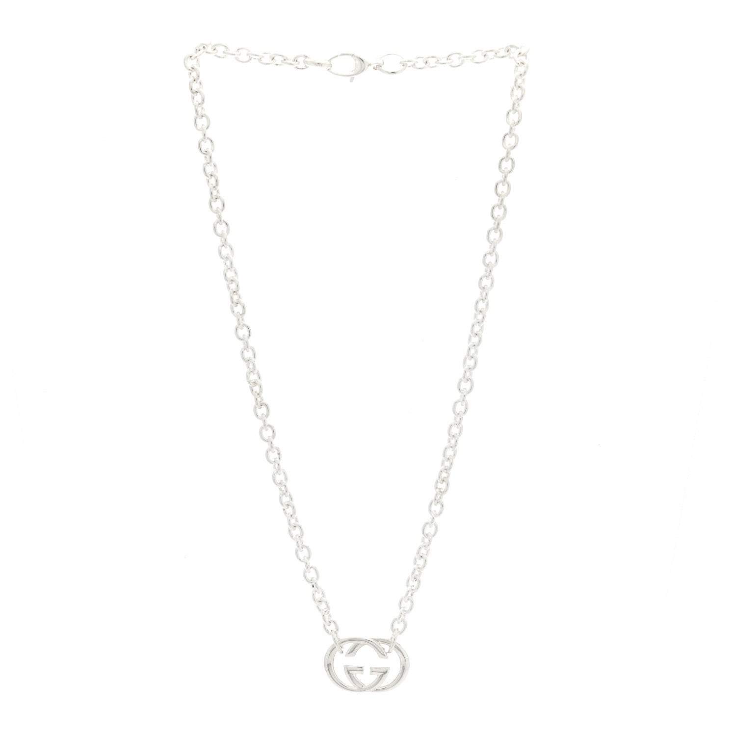Gucci Sterling Silver Britt Interlocking GG Pendant Necklace 3 of 5